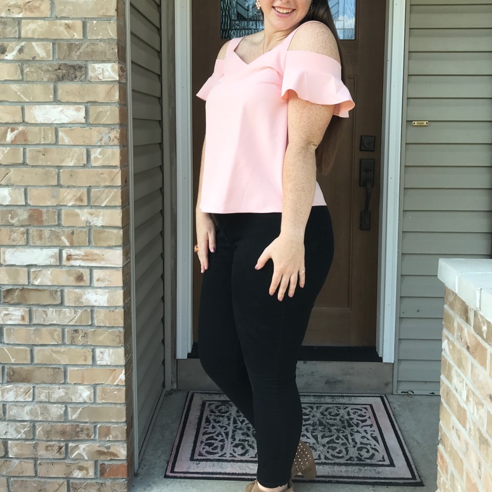 Pink Open Shoulder Top